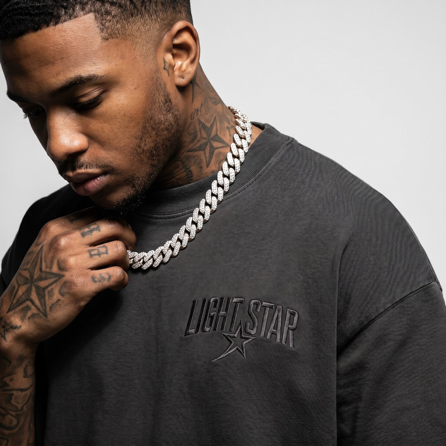 Logo Loop Heavy Tee Charcoal detail