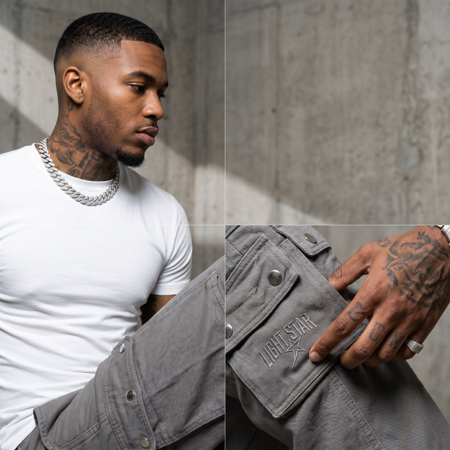 Streetwear Cargo Pant Concrete Grey detail