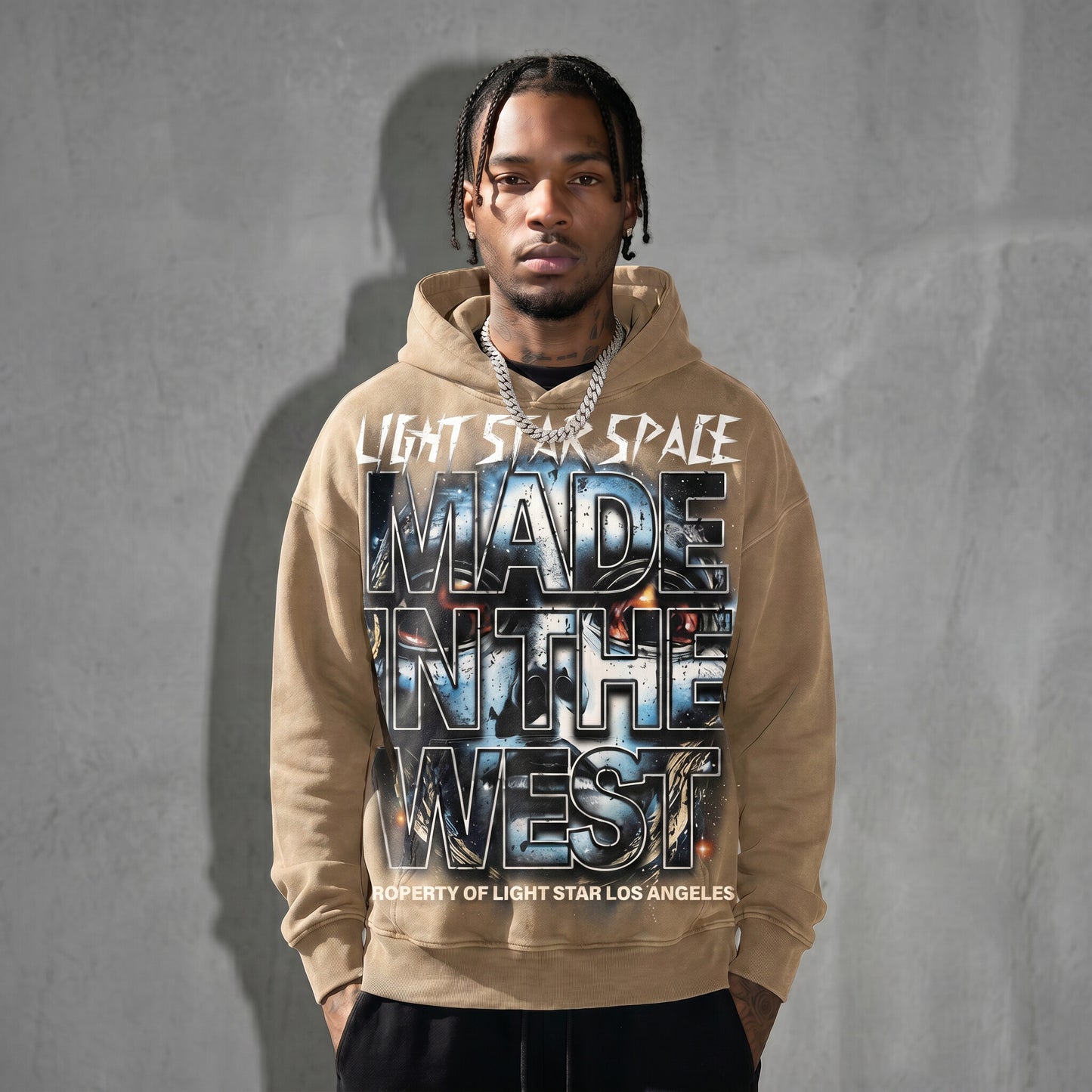 Made In The West Hoodie (Full Print) Desert Sand front