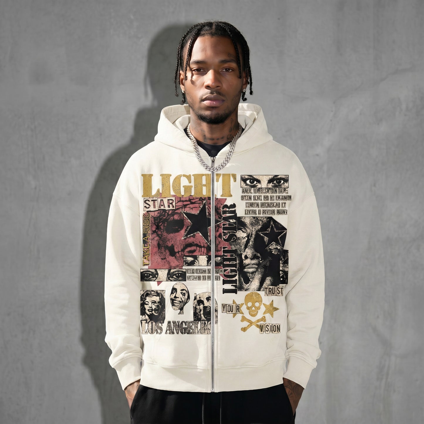 Trust Your Vision Zip Hoodie Bone White front