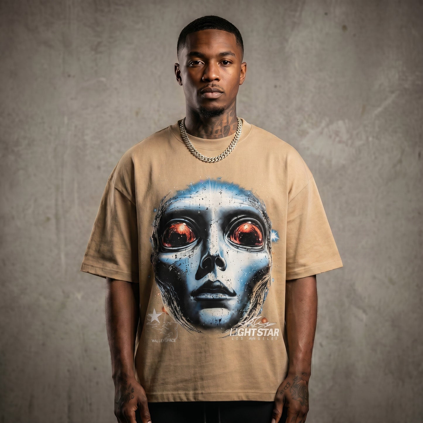 Valley Space Alien Heavy Tee Desert Sand front