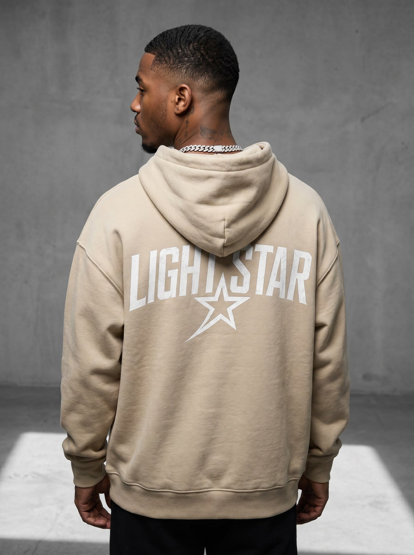 Arch Logo Heavyweight Hoodie — Light Star Desert Sand back
