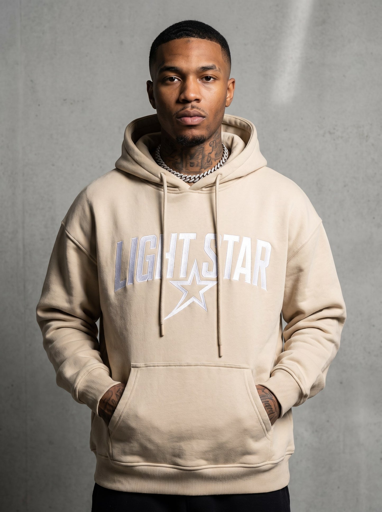 Arch Logo Heavyweight Hoodie — Light Star Desert Sand