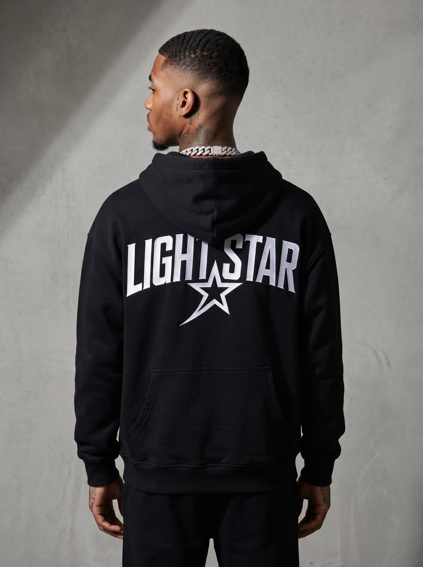 Arch Logo Heavyweight Hoodie — Light Star Jet Black back