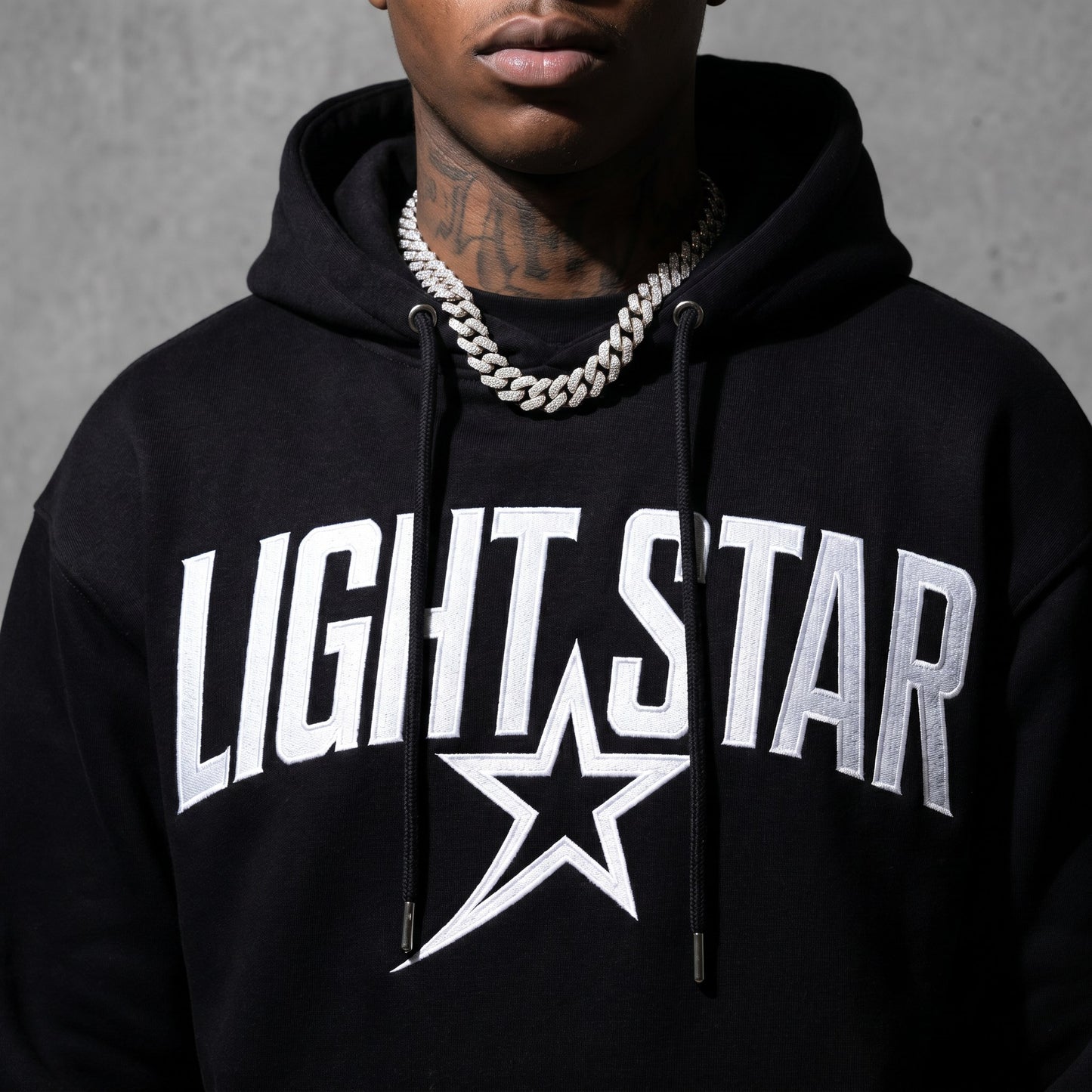 Arch Logo Heavyweight Hoodie — Light Star Jet Black detail