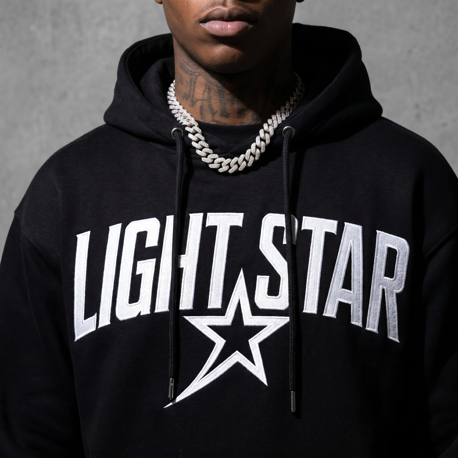 Arch Logo Heavyweight Hoodie — Light Star Jet Black detail
