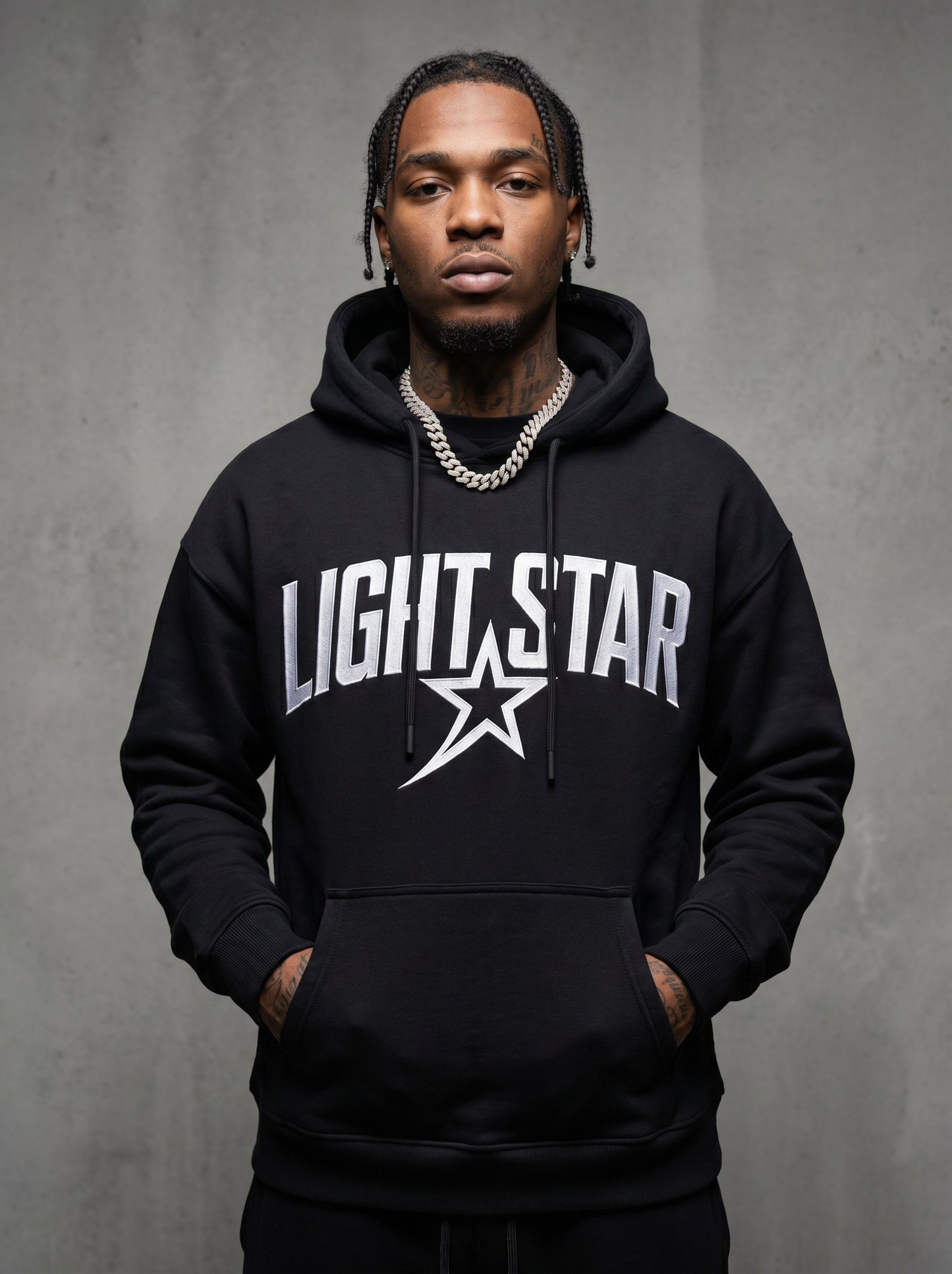 Arch Logo Heavyweight Hoodie — Light Star Jet Black