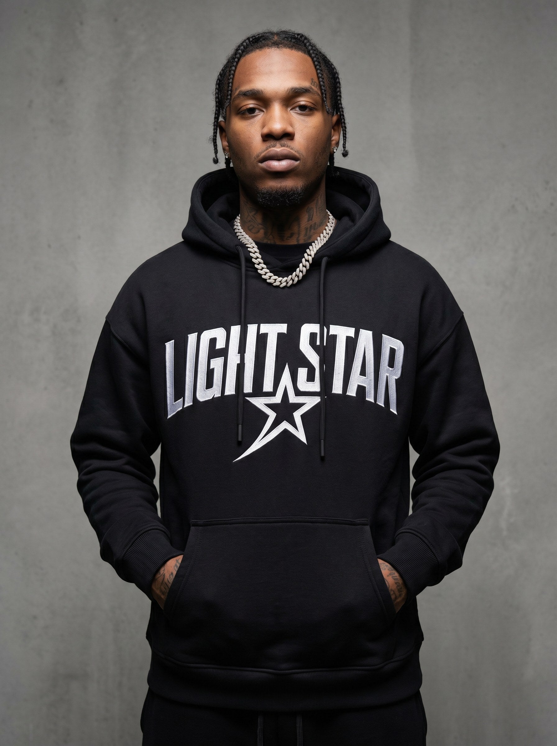 Arch Logo Heavyweight Hoodie — Light Star Jet Black