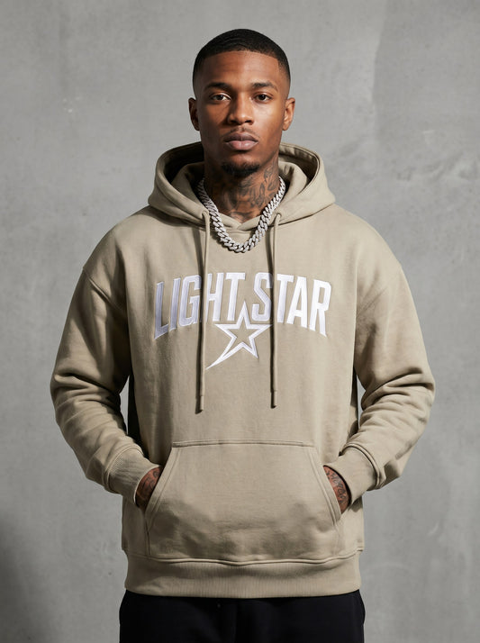 Arch Logo Heavyweight Hoodie — Light Star Stone Khaki