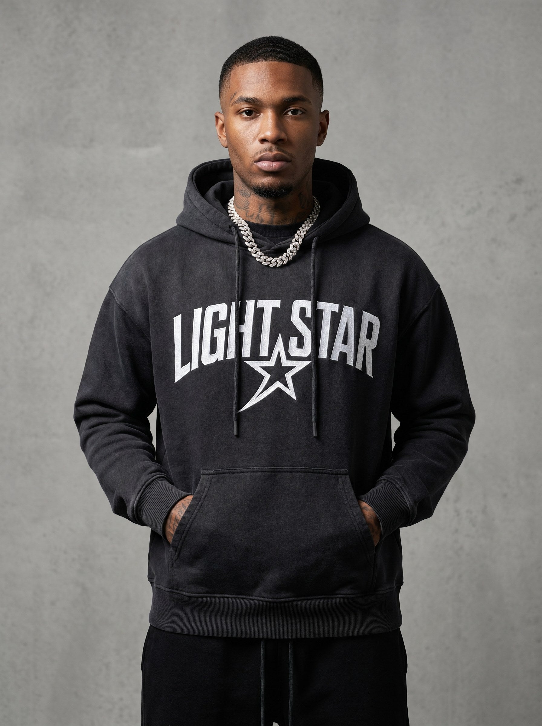Arch Logo Heavyweight Hoodie — Light Star Washed Black