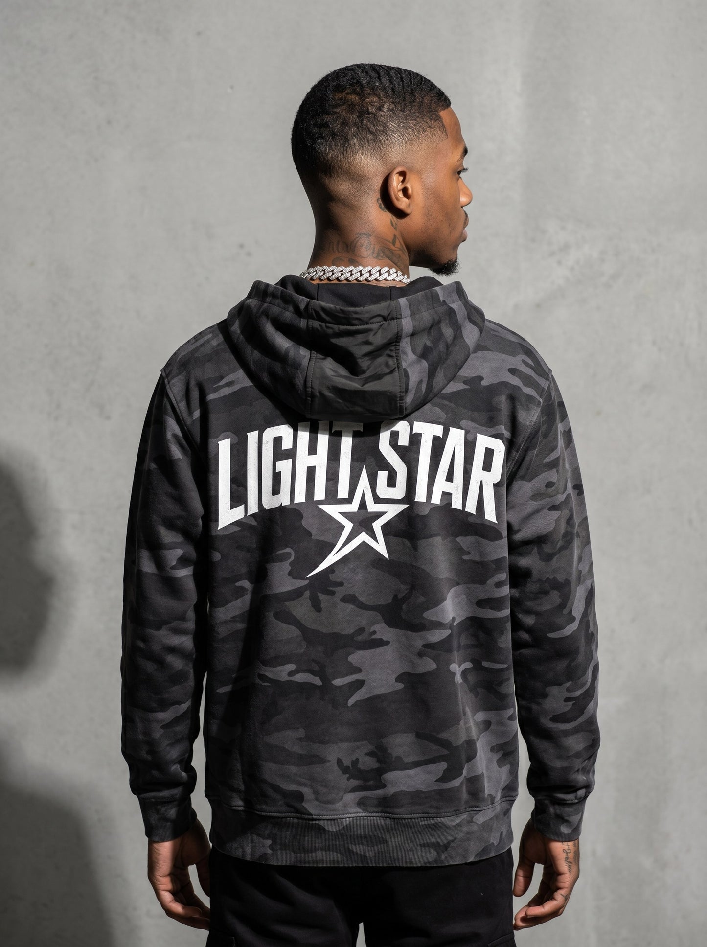 Camo Star Pullover Hoodie — Light Star Washed Black back