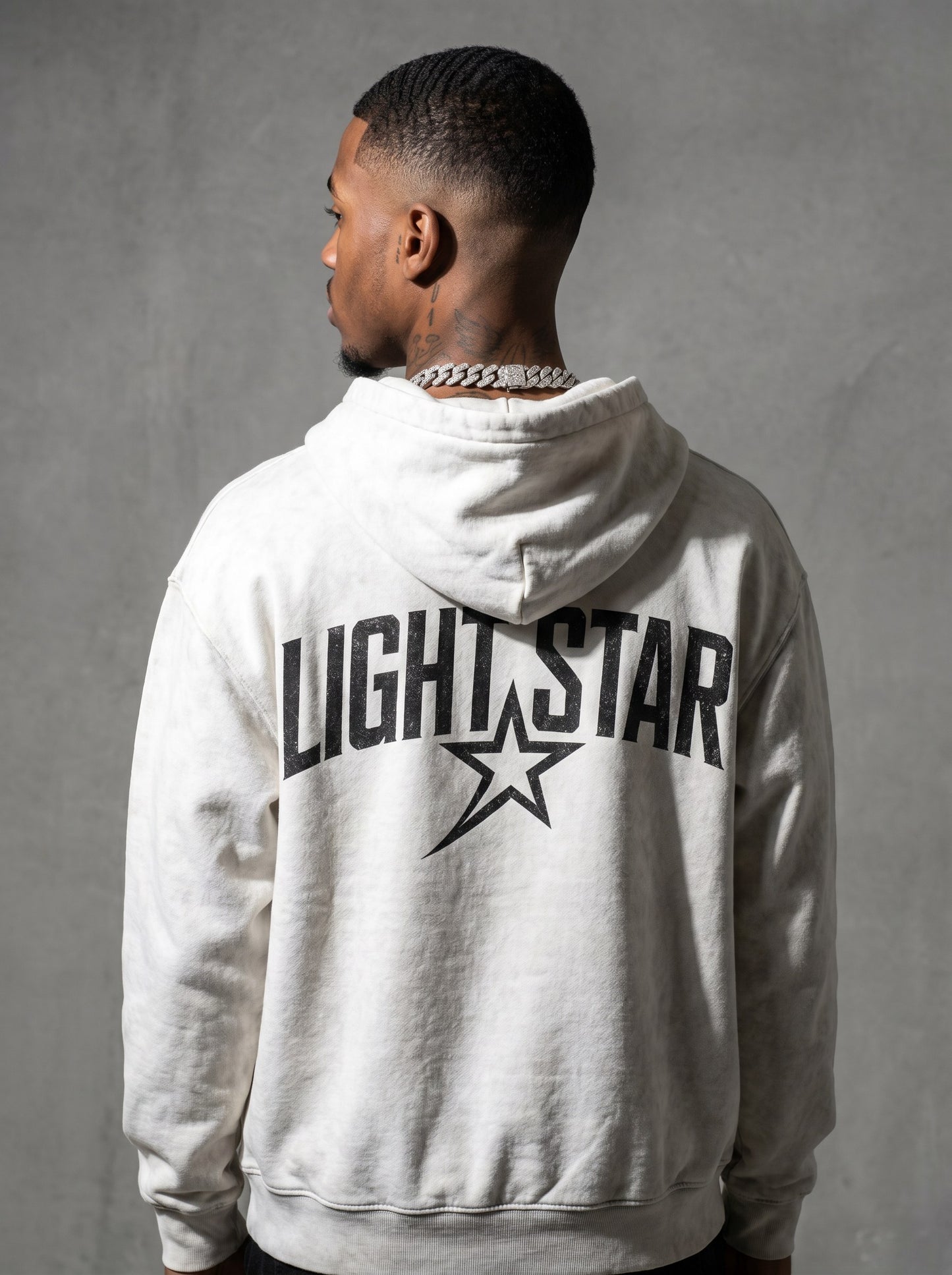 Heavyweight Acid Wash Hoodie — Light Star Vintage White back