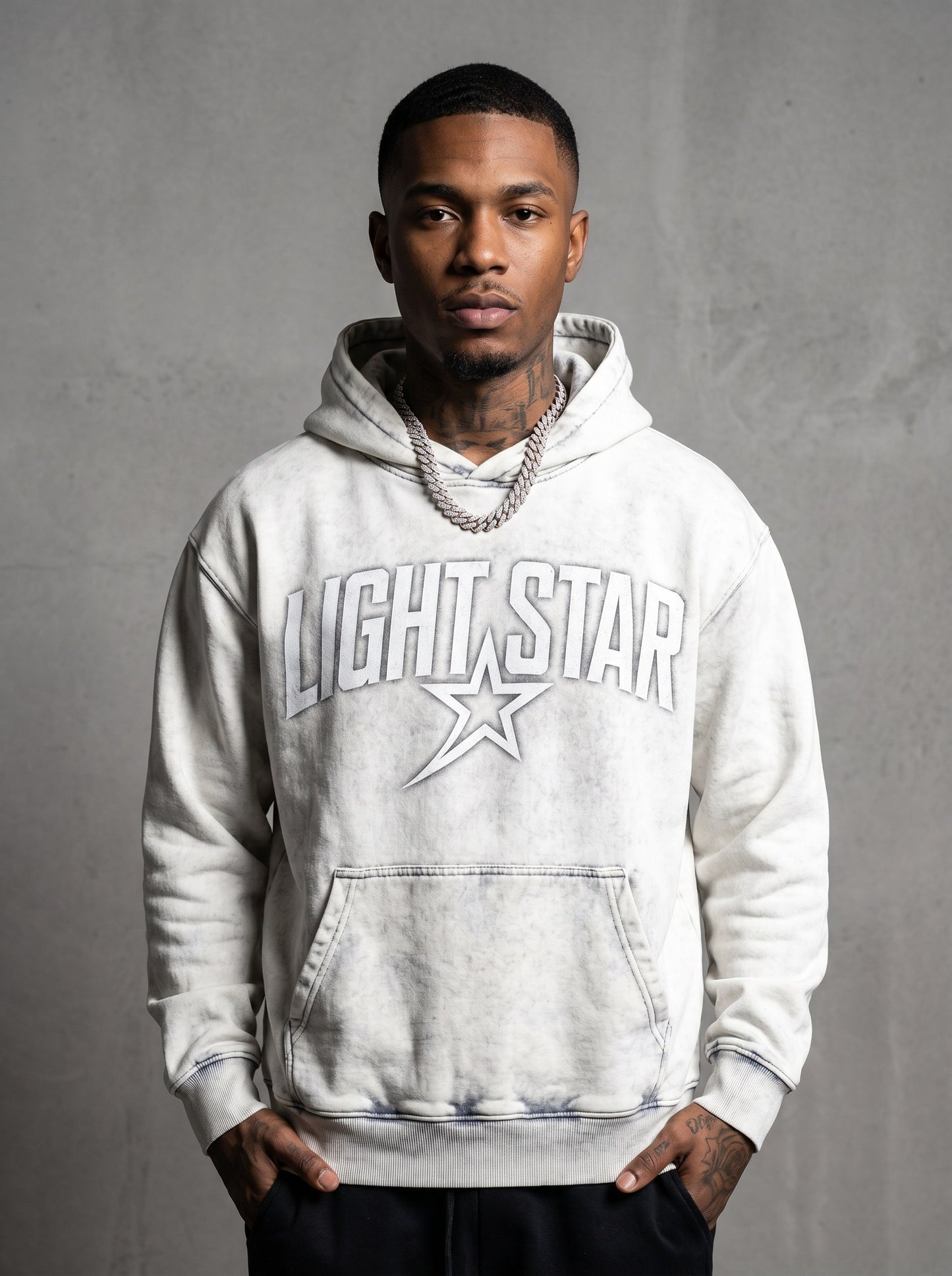 Heavyweight Acid Wash Hoodie — Light Star Vintage White