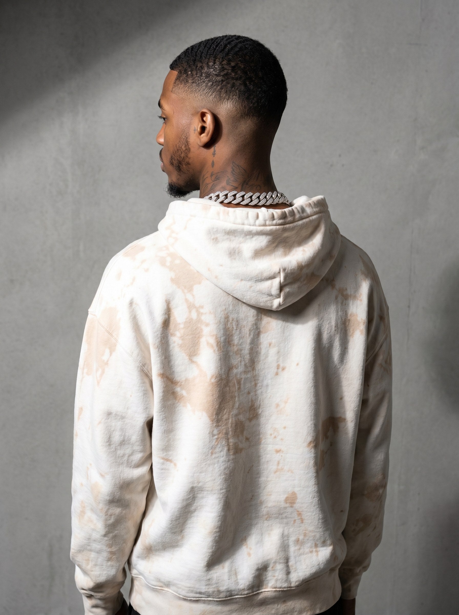 Oversized Bleach Splatter Hoodie — Light Star Vintage White back