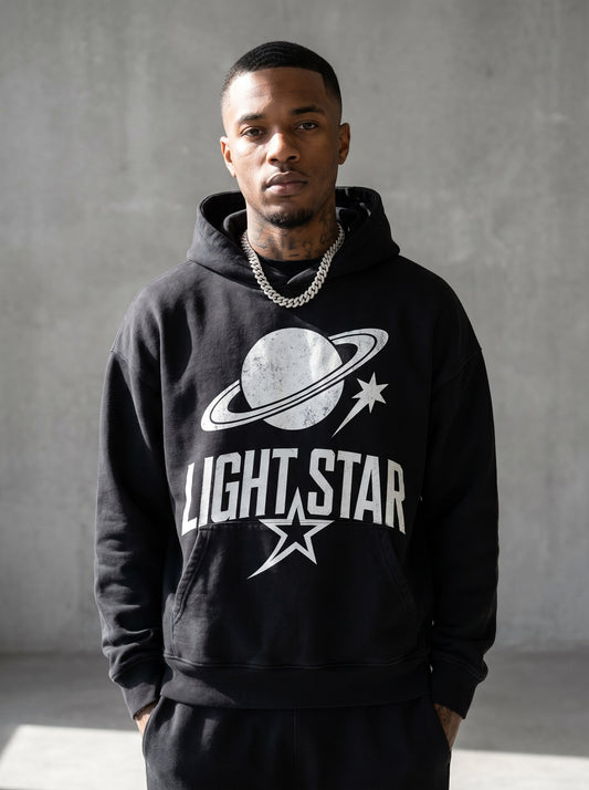 Saturn Pendant Pullover Hoodie — Light Star Vintage Black