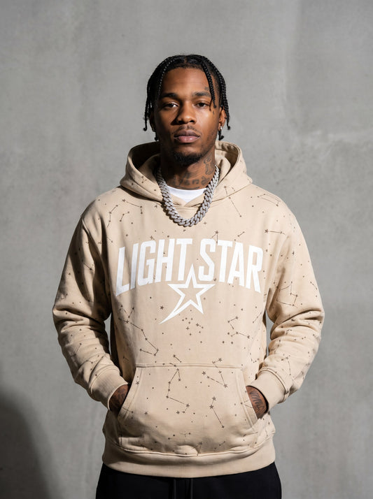 Star Constellation Print Hoodie — Light Star Desert Sand