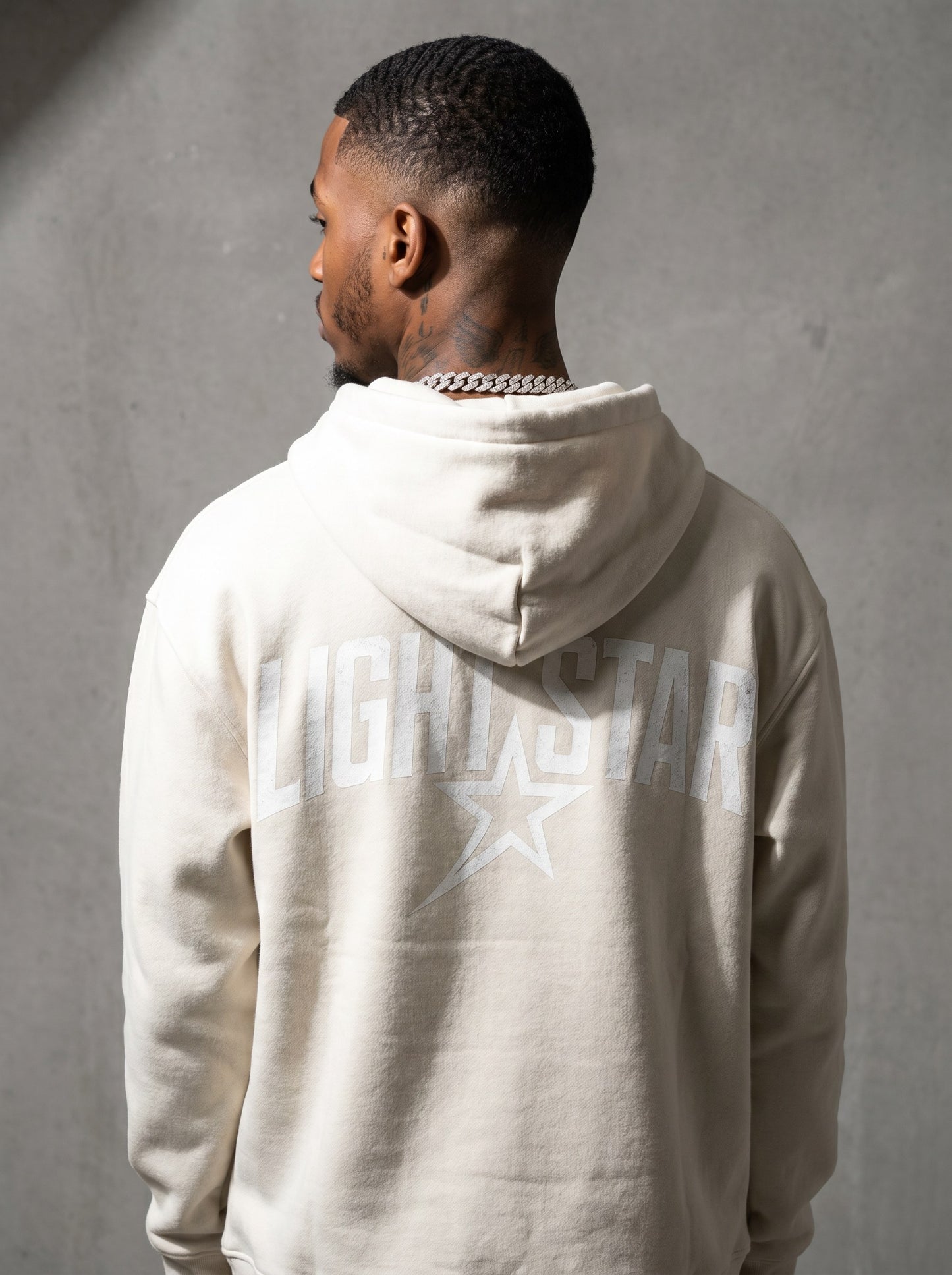 Sweat Fleece Pullover Hoodie — Light Star Bone White back
