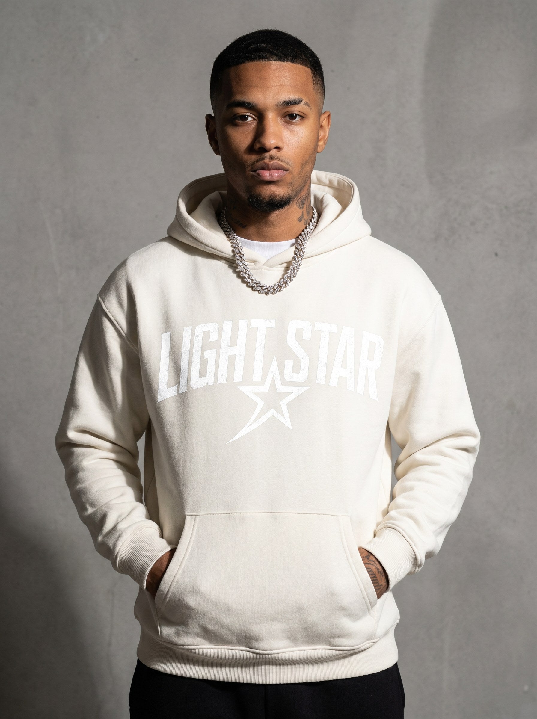 Sweat Fleece Pullover Hoodie — Light Star Bone White