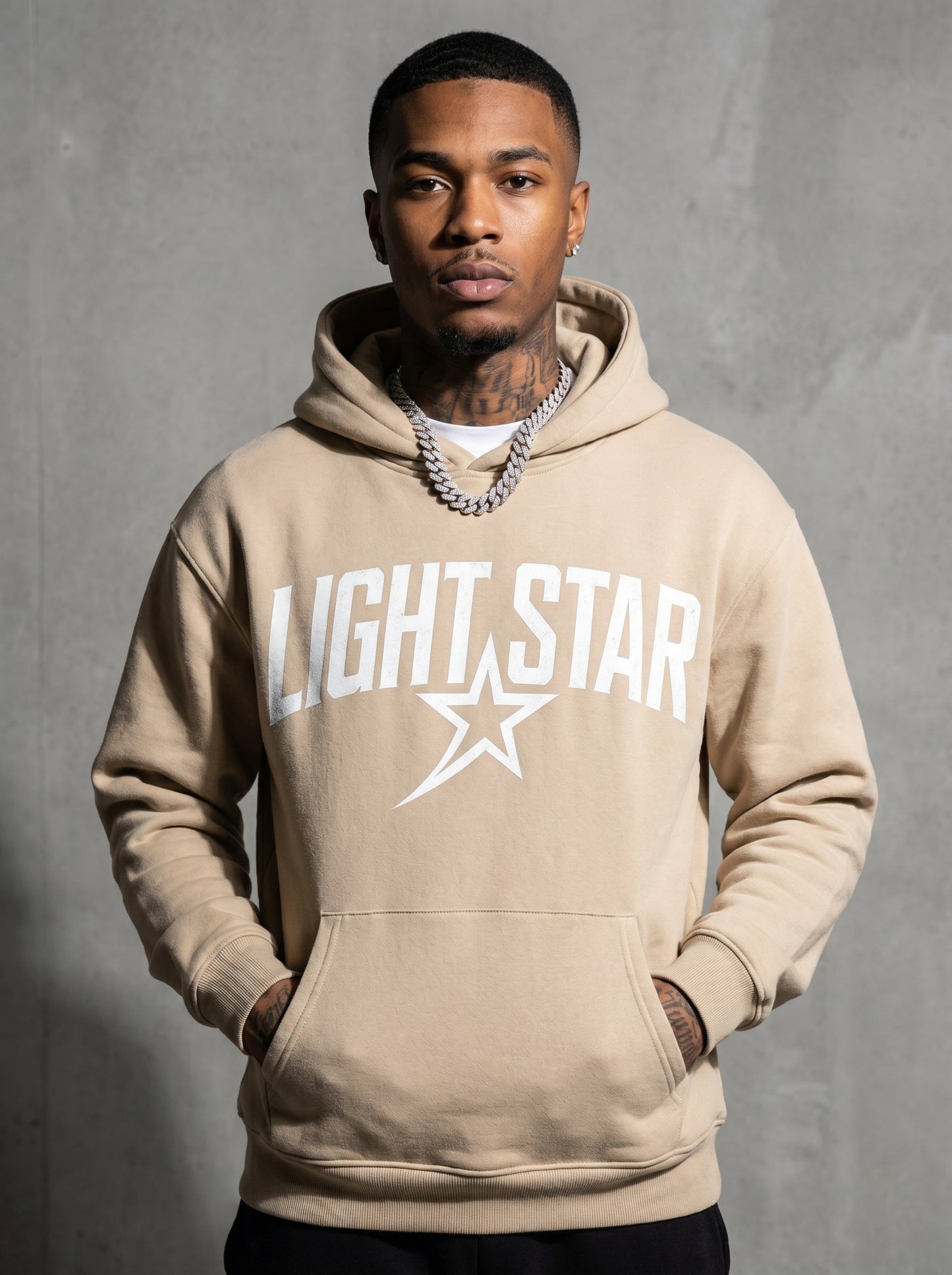 Sweat Fleece Pullover Hoodie — Light Star Desert Sand