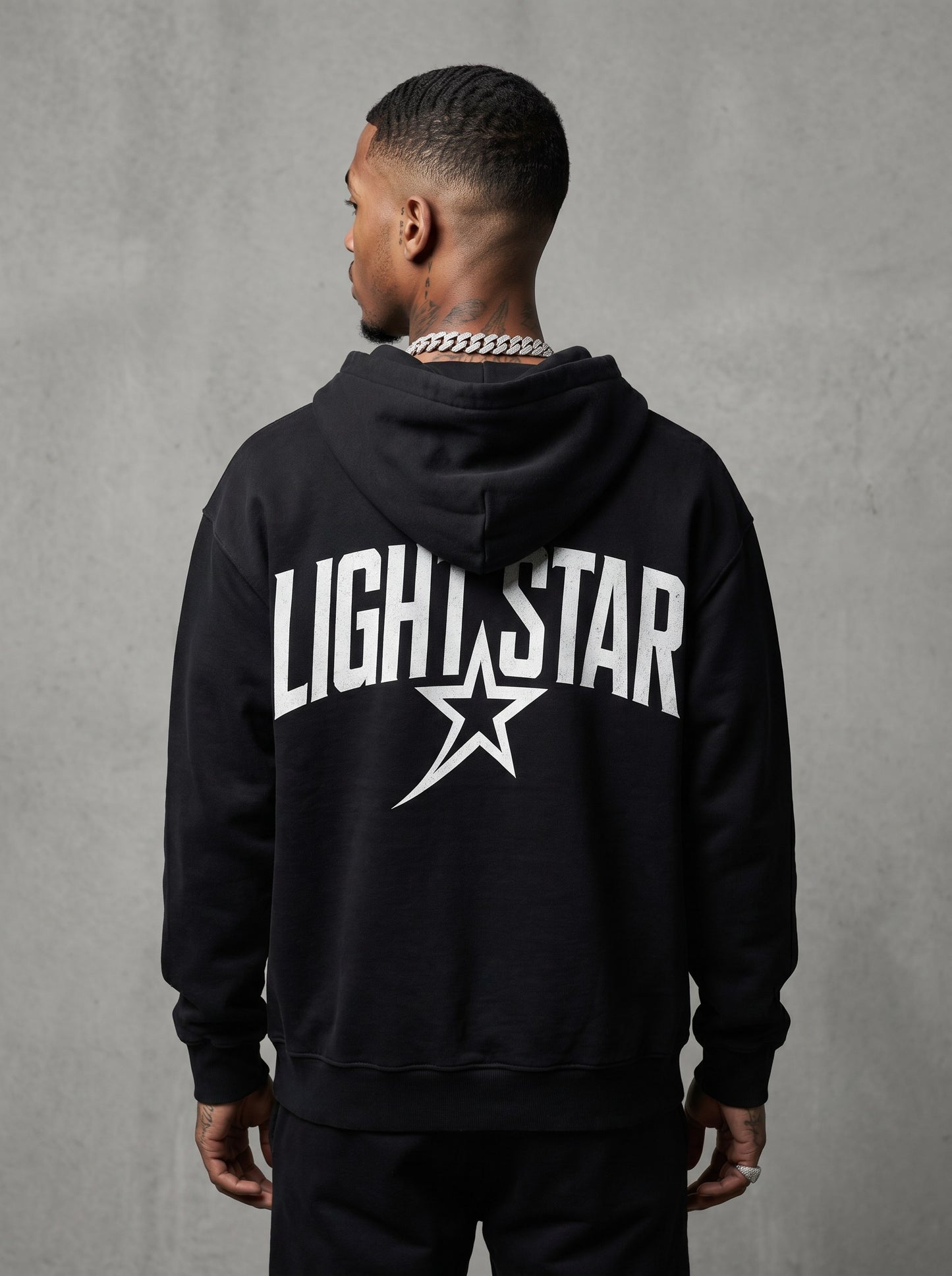 Sweat Fleece Pullover Hoodie — Light Star Vintage Black back