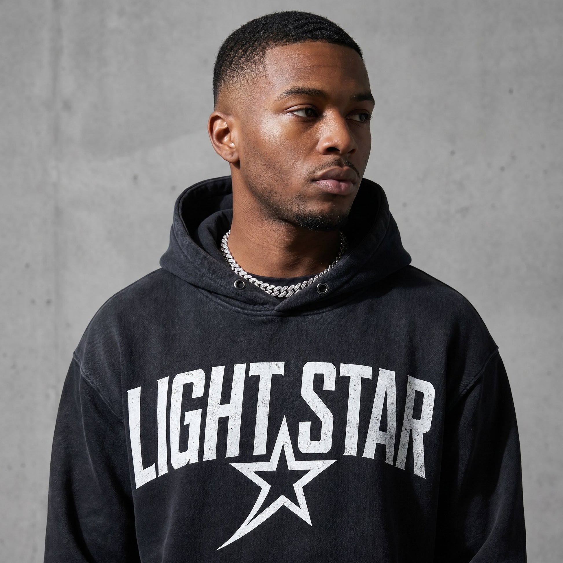 Sweat Fleece Pullover Hoodie — Light Star Vintage Black detail