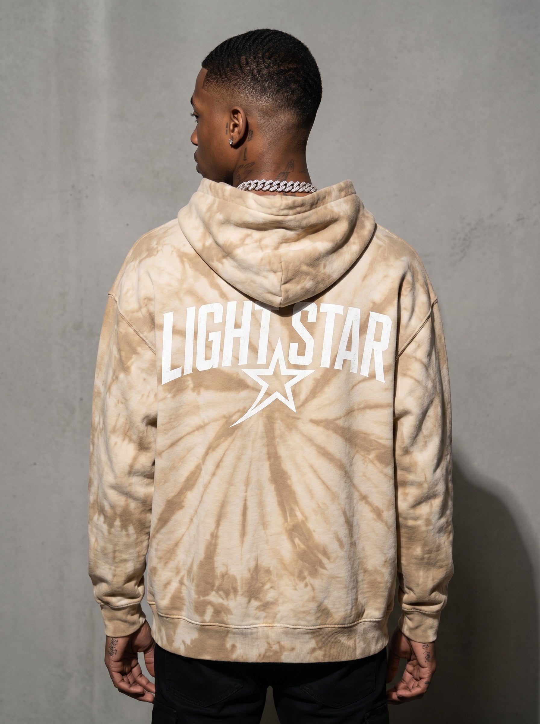 Tie-Dye Star Hoodie — Light Star Desert Sand back