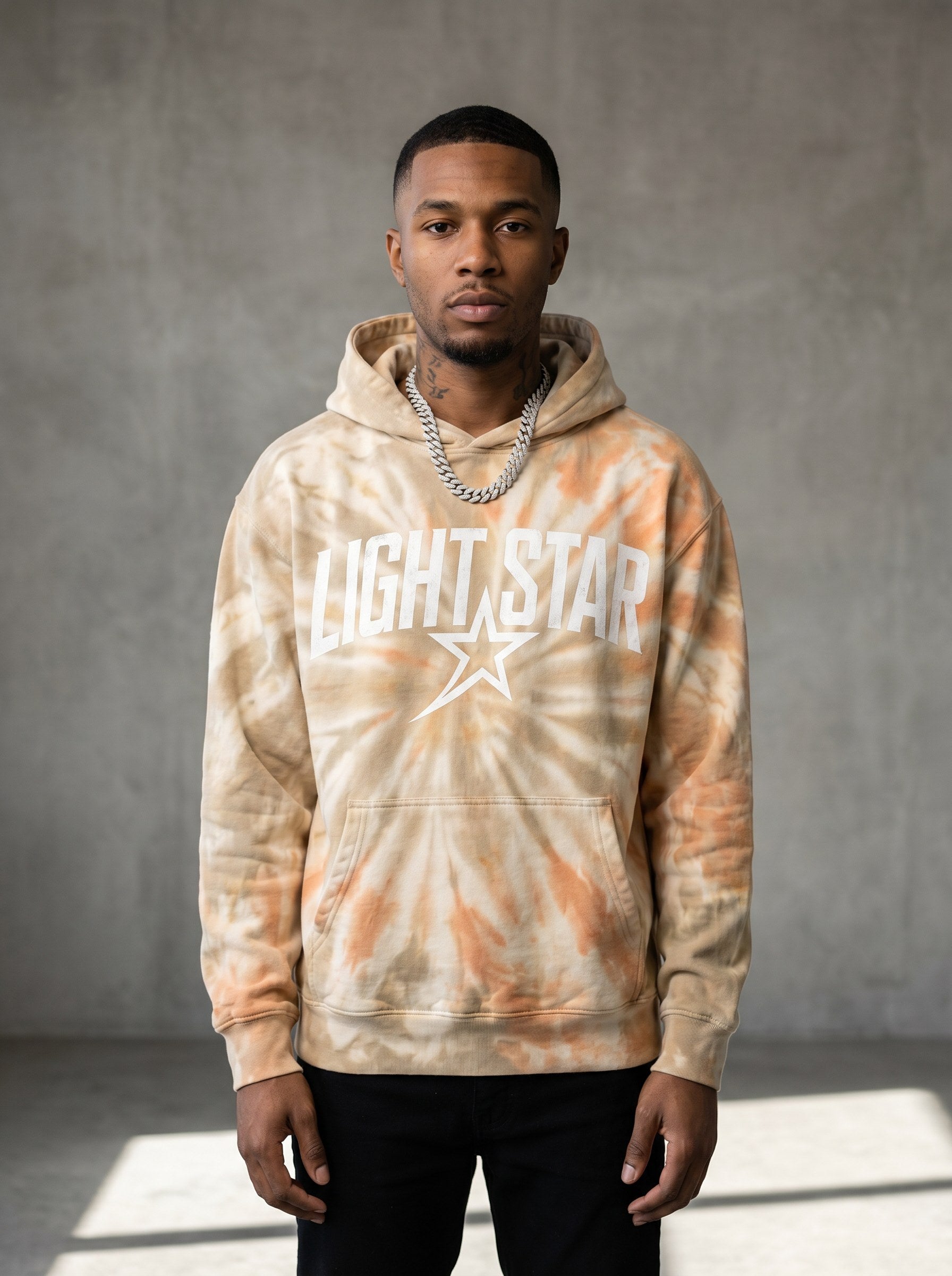 Tie-Dye Star Hoodie — Light Star Desert Sand