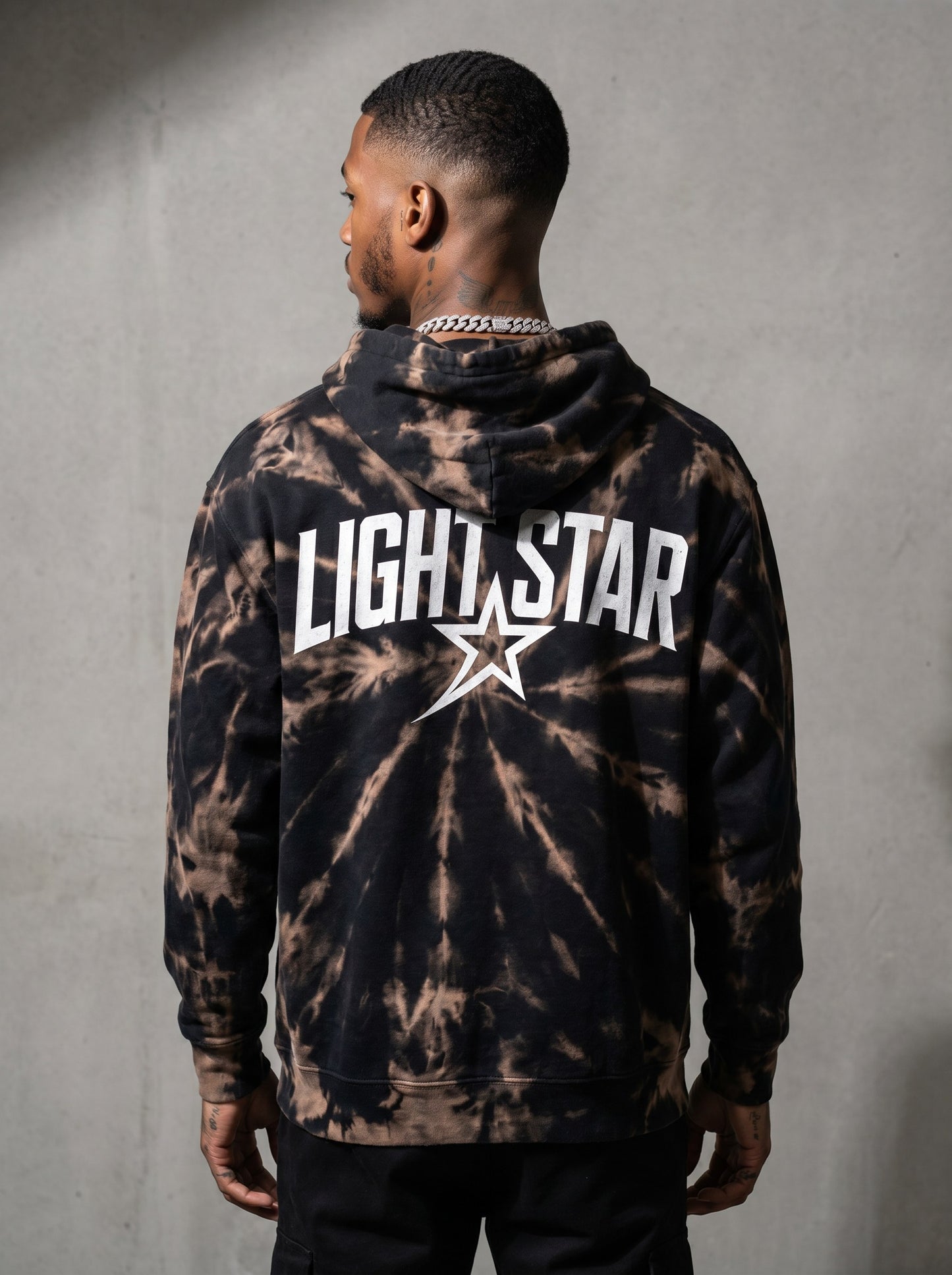 Tie-Dye Star Hoodie — Light Star Vintage Black back