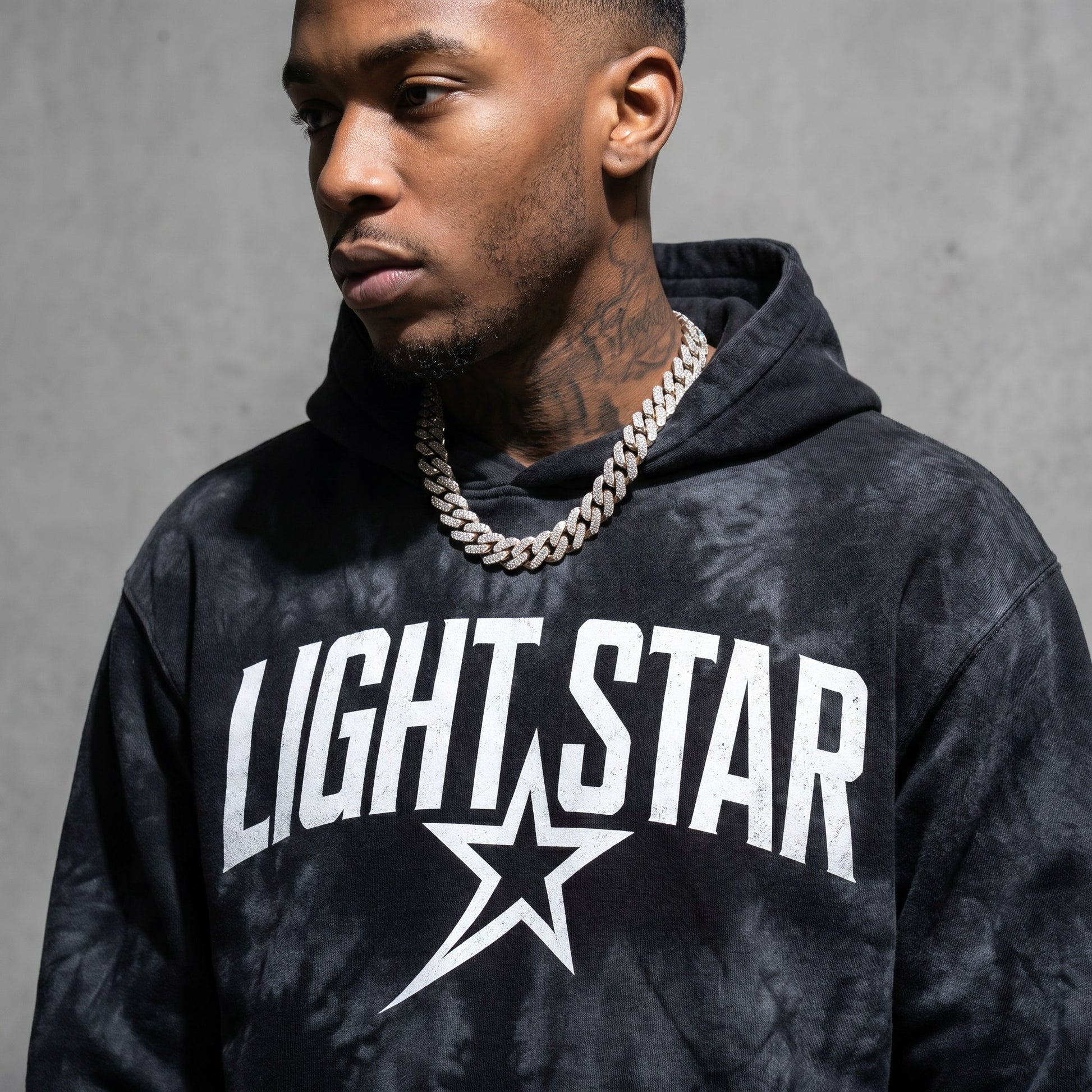 Tie-Dye Star Hoodie — Light Star Vintage Black detail