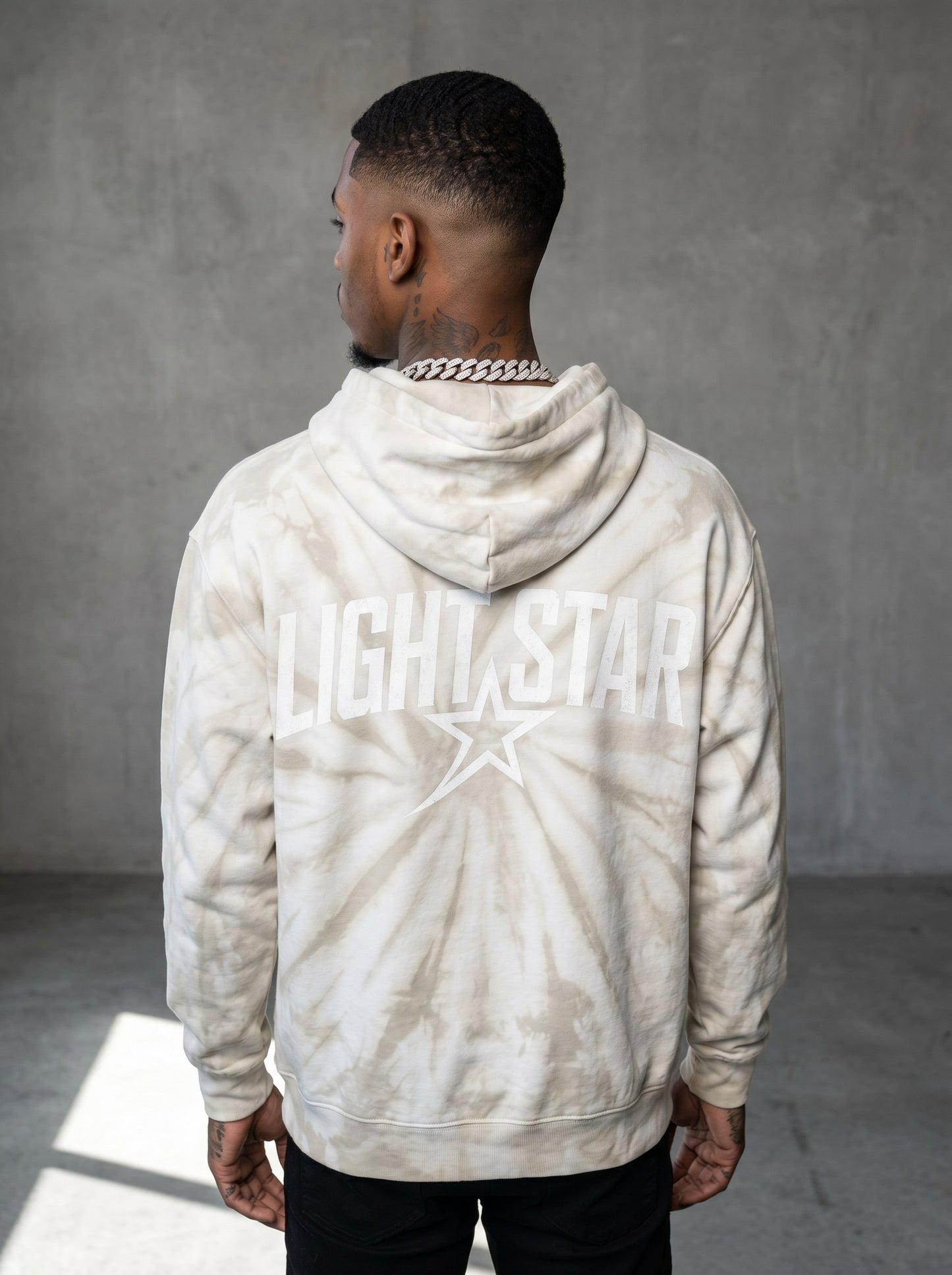 Tie-Dye Star Hoodie — Light Star Vintage White back