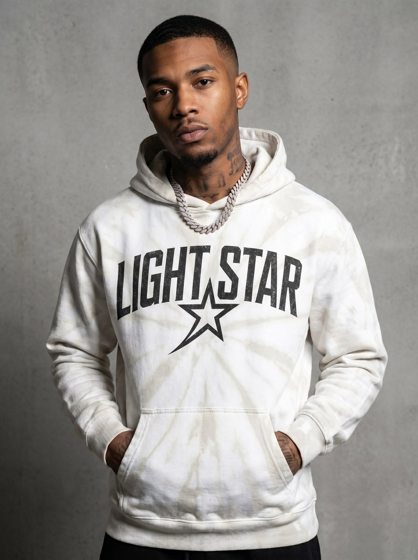 Tie-Dye Star Hoodie — Light Star Vintage White