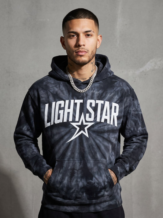 Tie-Dye Star Hoodie — Light Star Washed Black