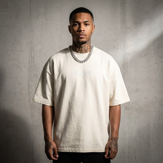 Acid Wash Oversized Tee Bone White front