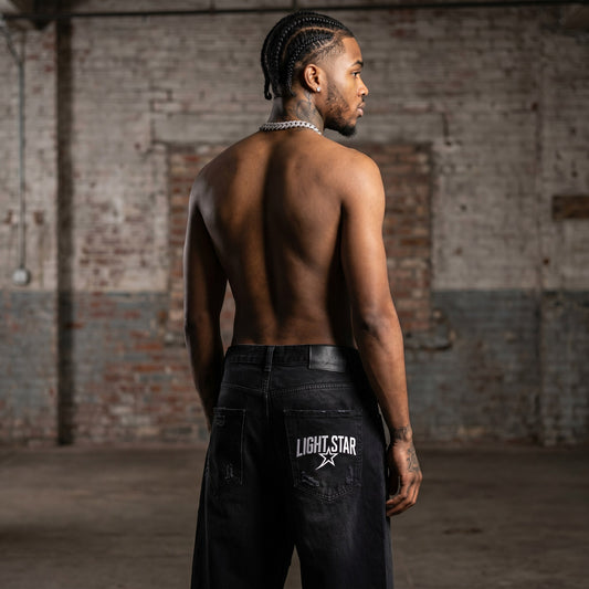 Baggy Denim Pant Jet Black back