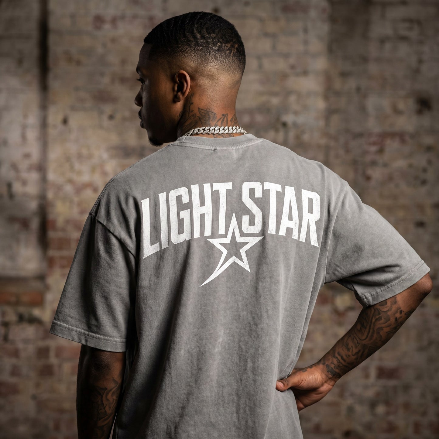 Burnout Oversized Tee Acid Wash Grey back