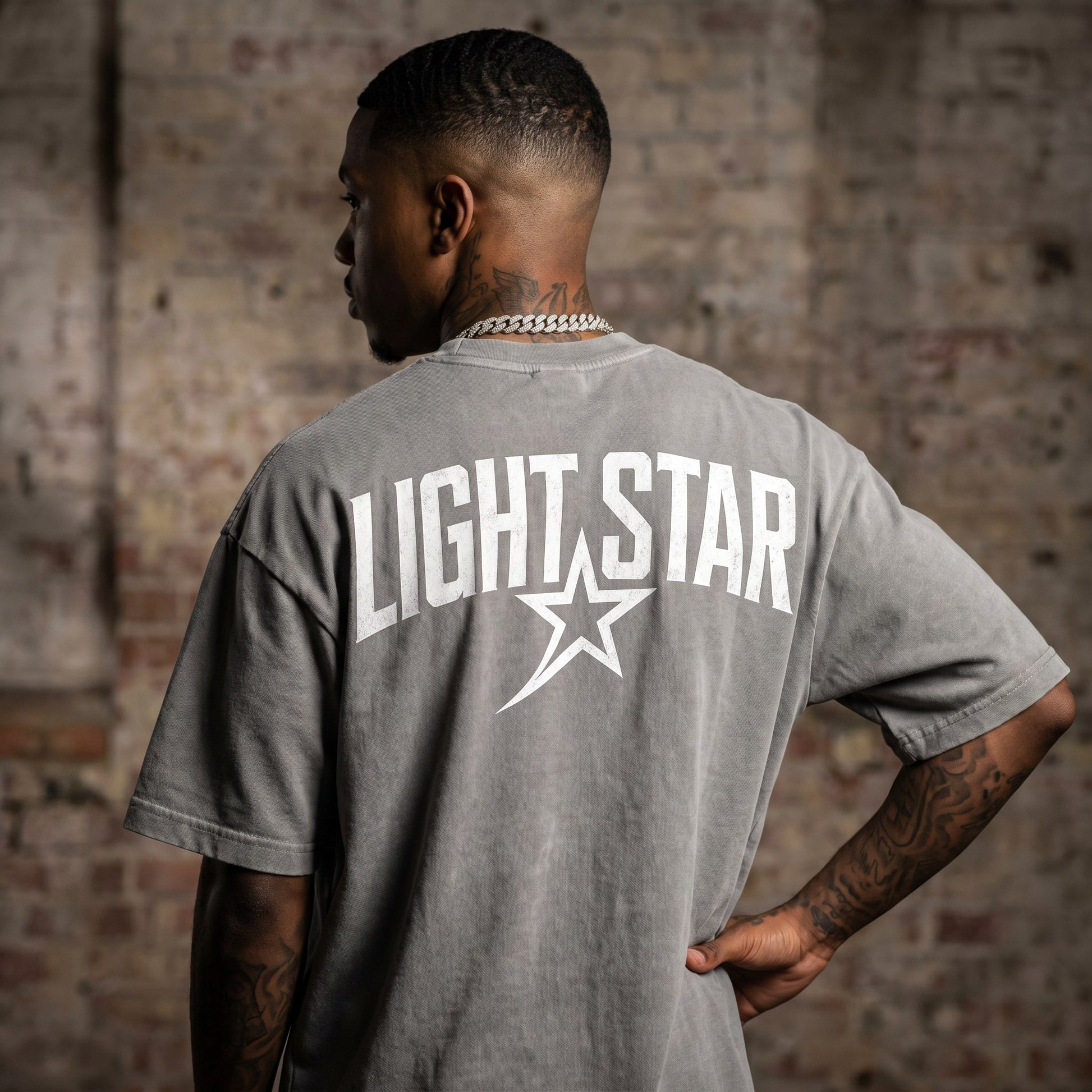 Burnout Oversized Tee Acid Wash Grey back