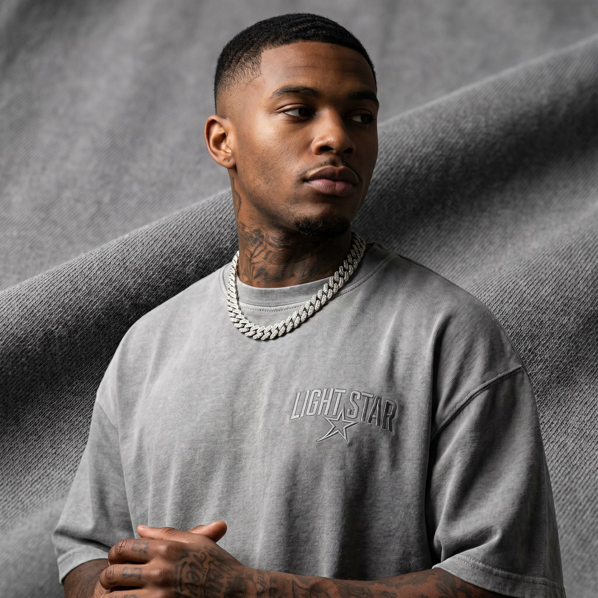 Burnout Oversized Tee Acid Wash Grey detail