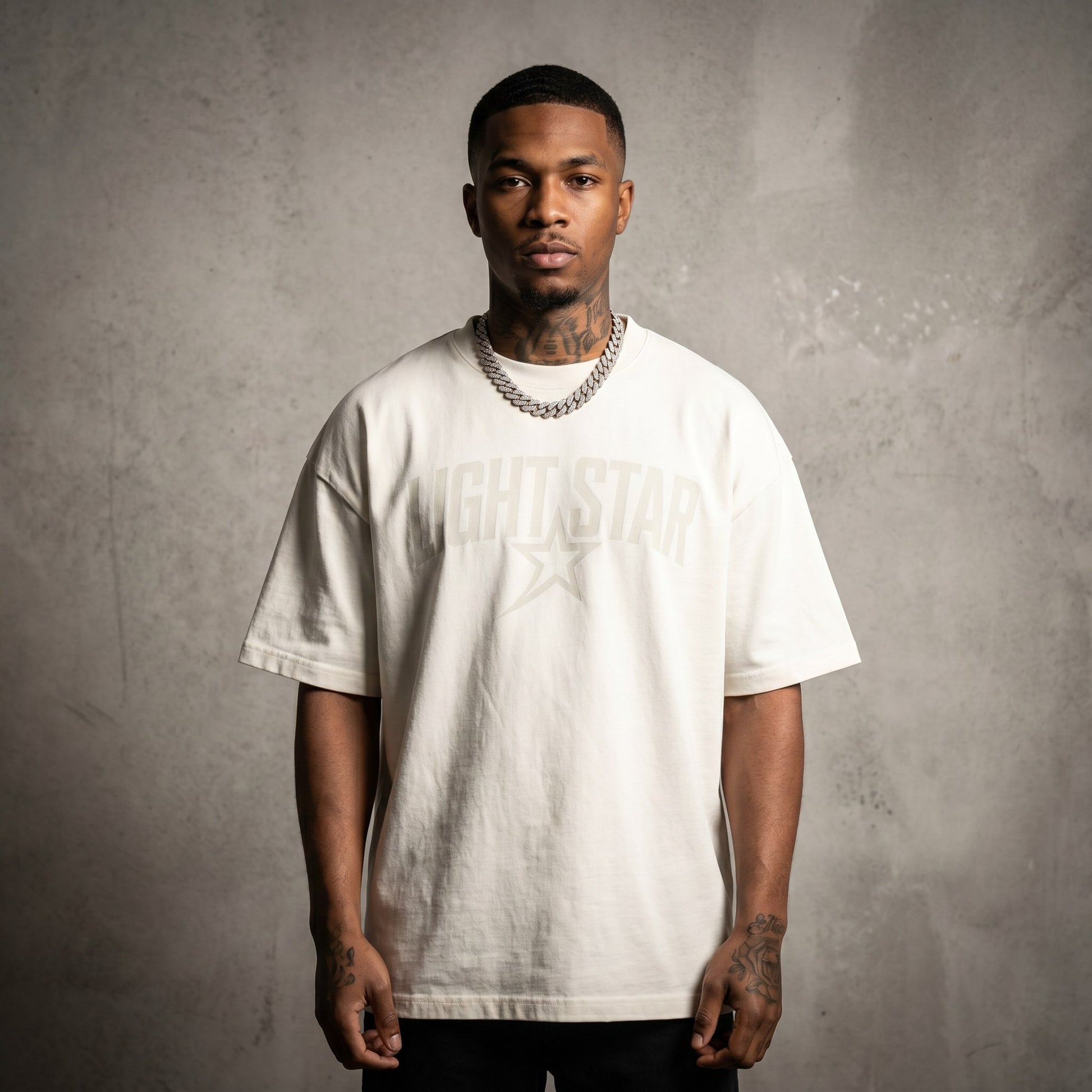 Burnout Oversized Tee Bone White front