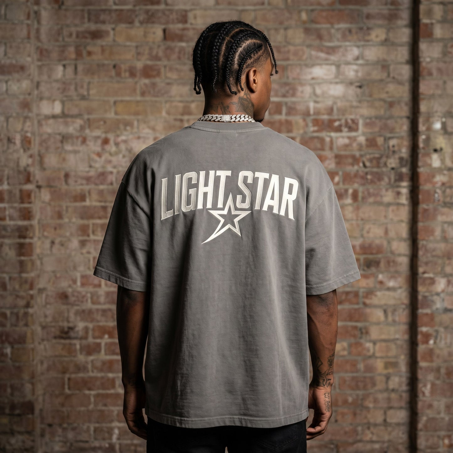 Burnout Oversized Tee Cement Grey back