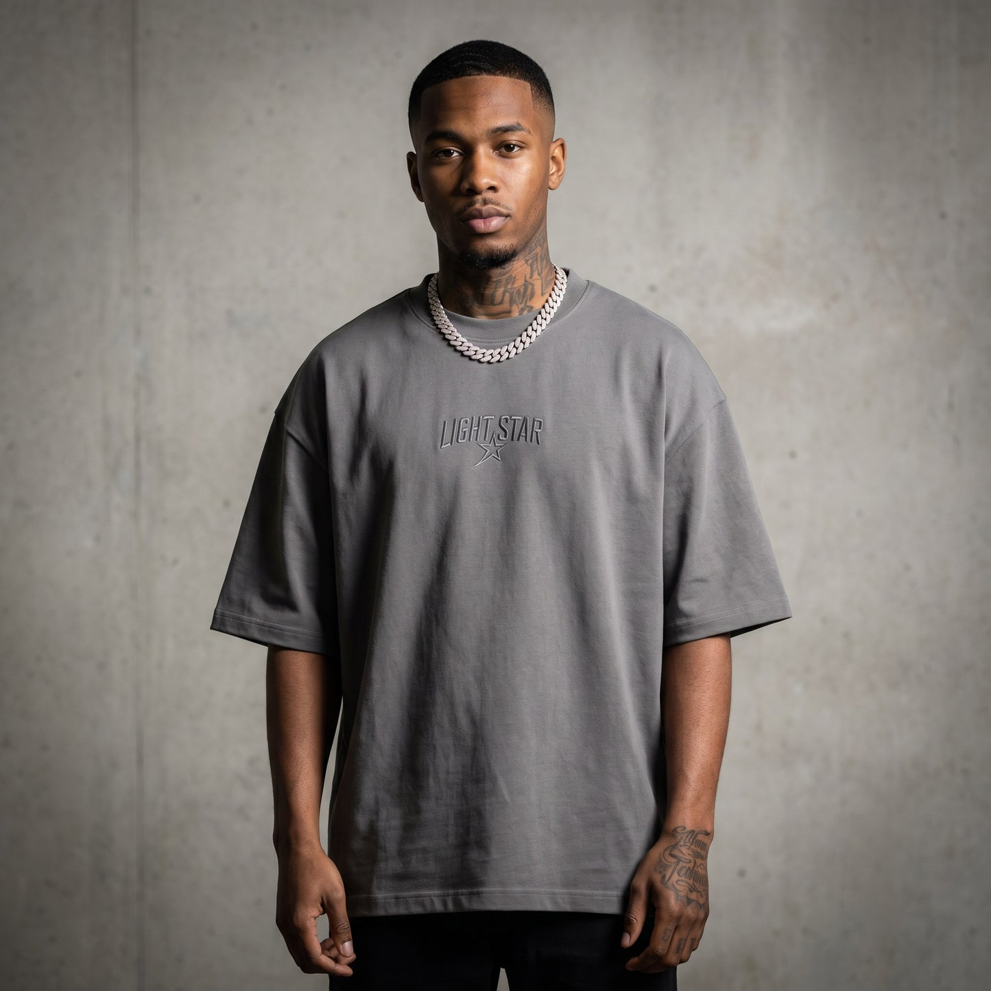 Burnout Oversized Tee Cement Grey front