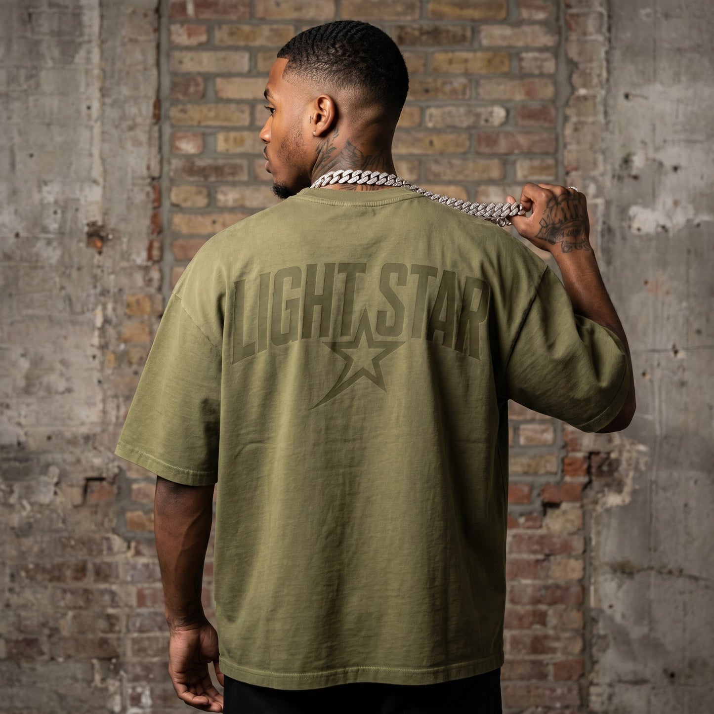 Burnout Oversized Tee Olive Drab back