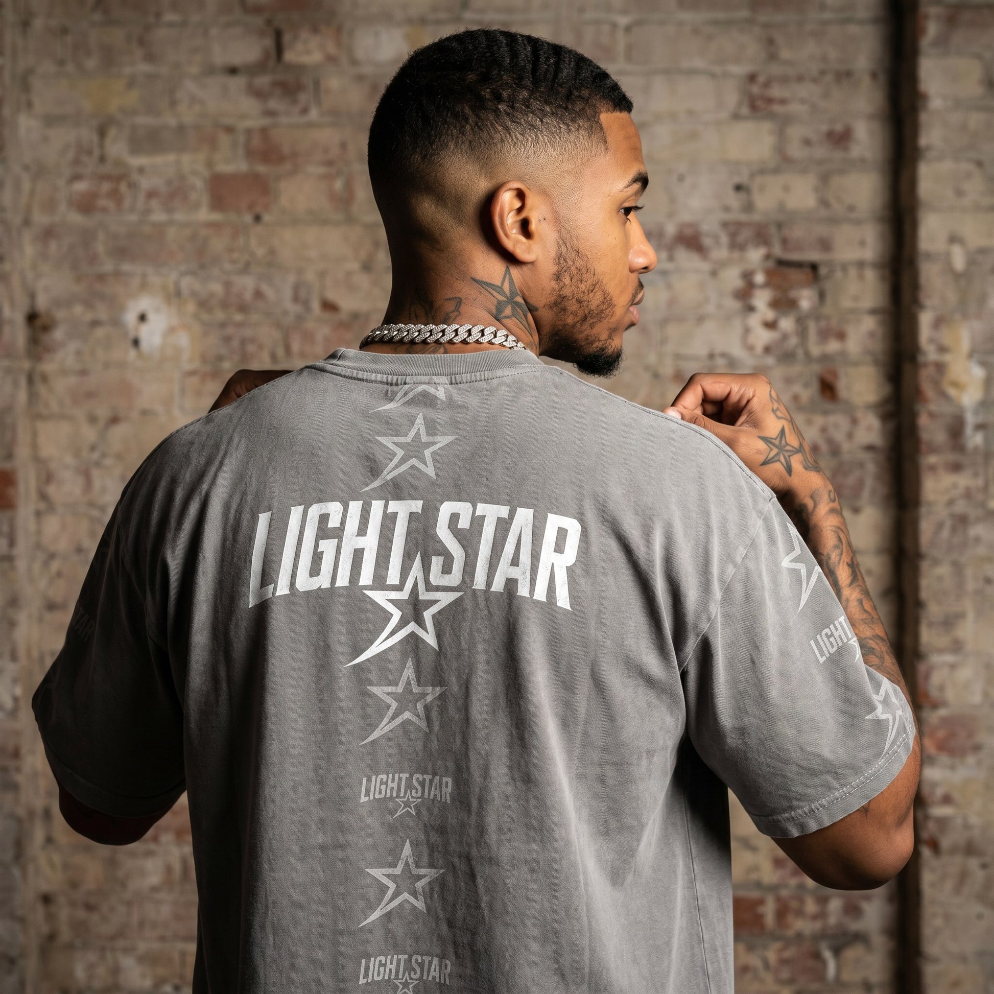 Crew Box Heavy Tee Acid Wash Grey back
