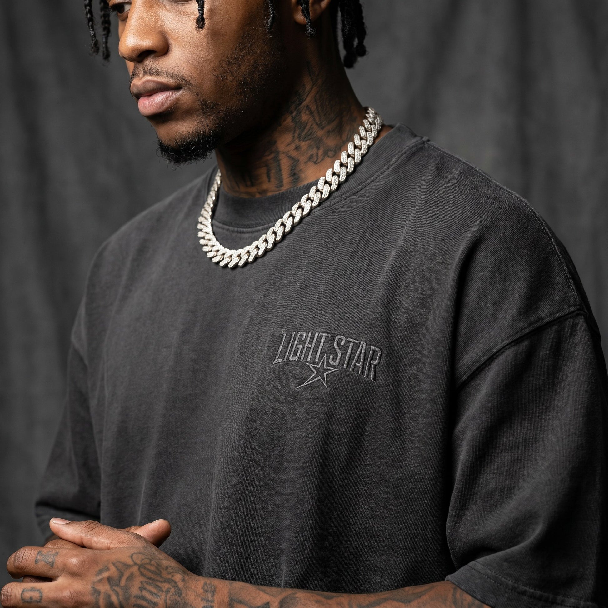 Crew Box Heavy Tee Charcoal detail