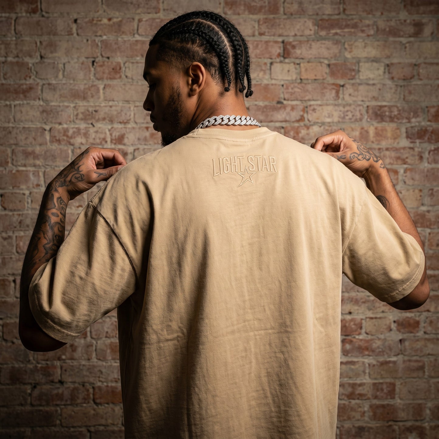 Crew Box Heavy Tee Desert Sand back