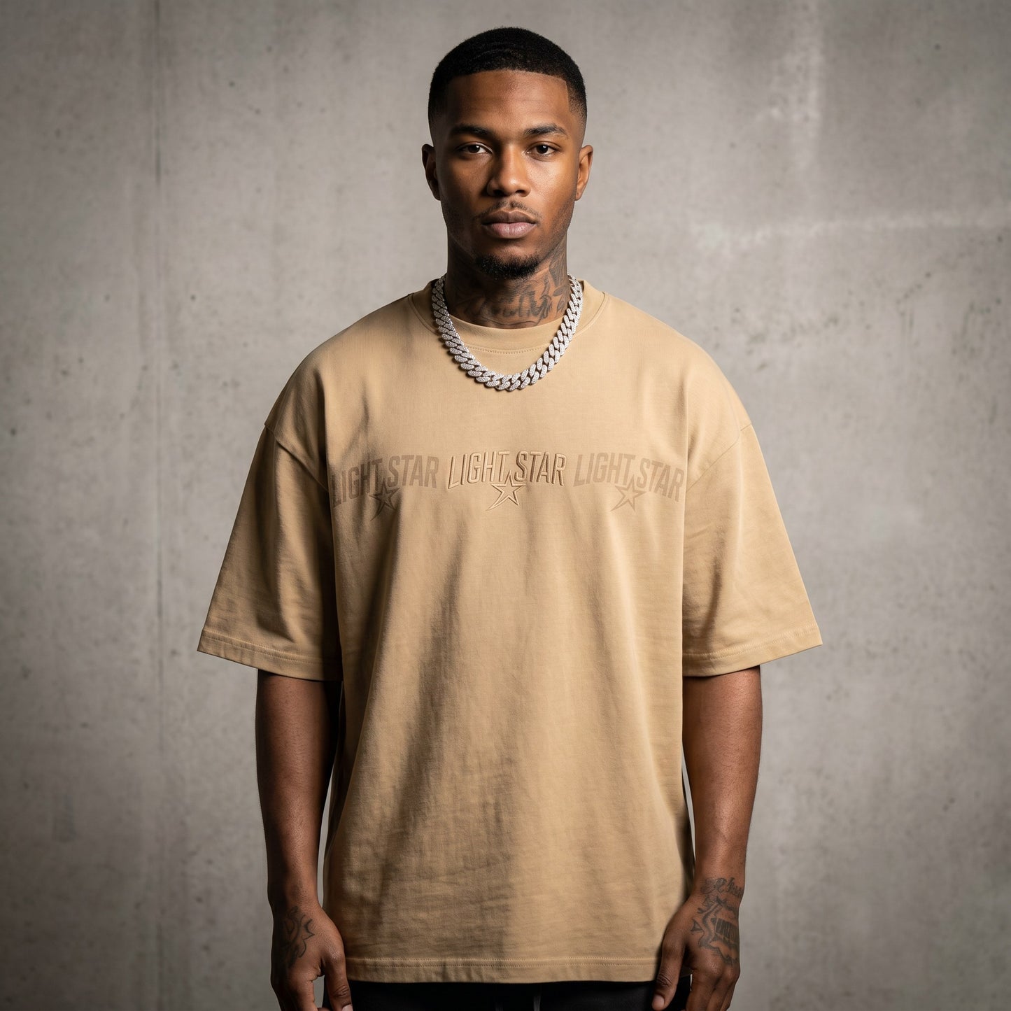Crew Box Heavy Tee Desert Sand front