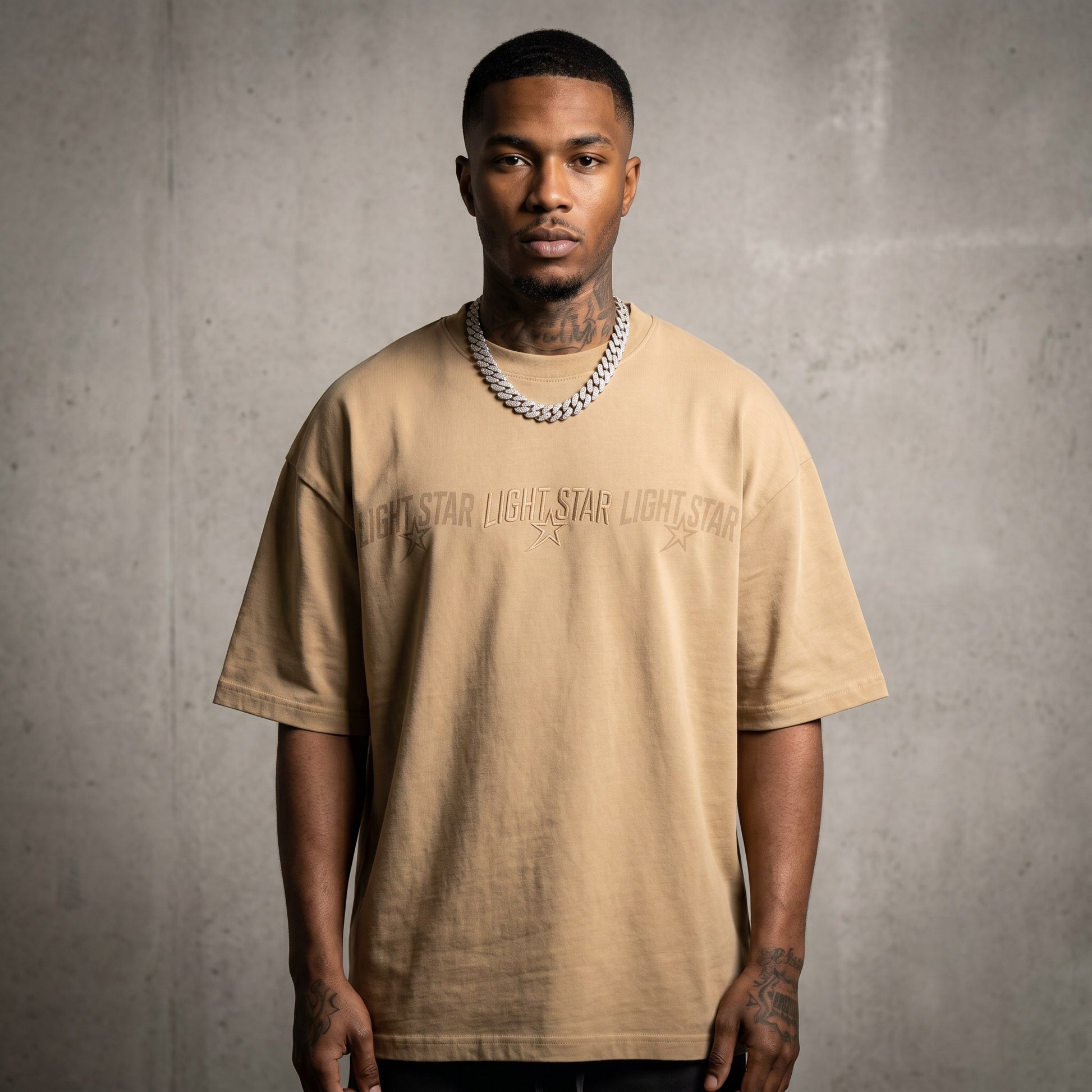 Crew Box Heavy Tee Desert Sand front