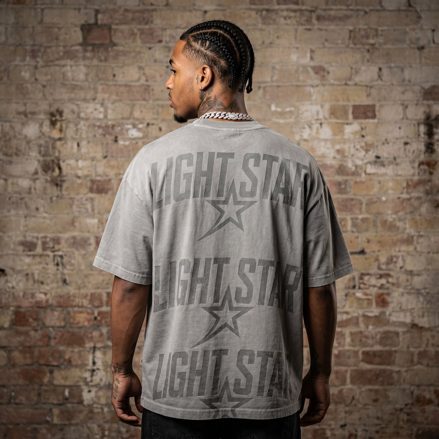 Cropped Boxy Heavy Tee Acid Wash Grey back