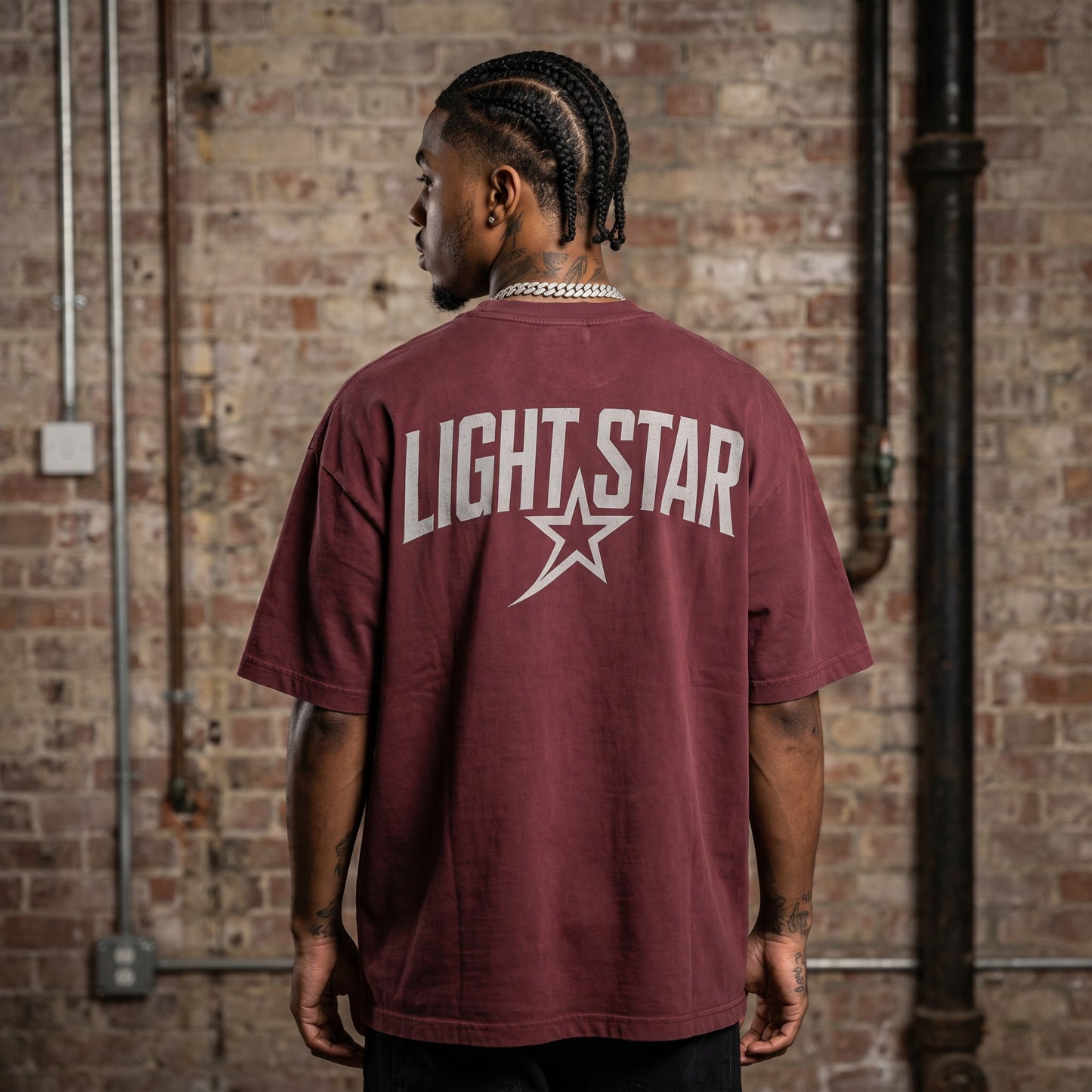 Cropped Boxy Heavy Tee Washed Burgundy back