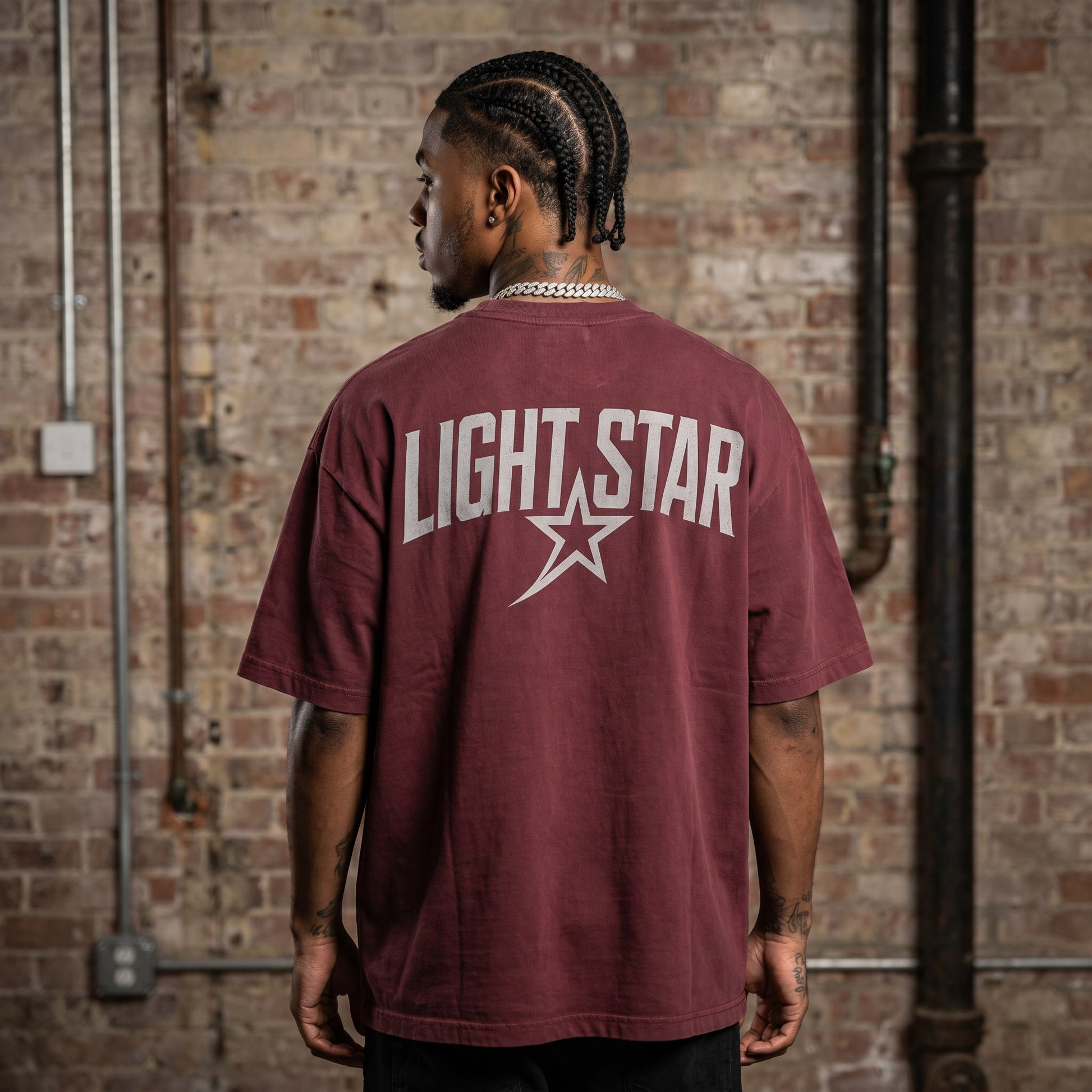 Cropped Boxy Heavy Tee Washed Burgundy back