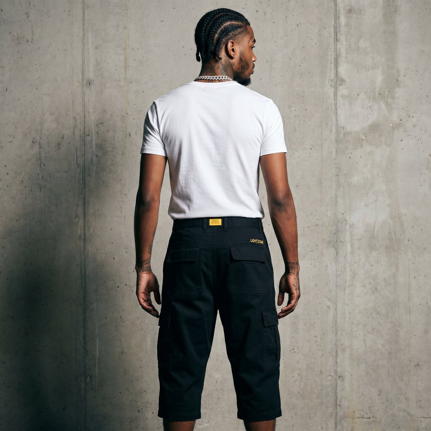 Cropped Cargo Pant Black Tactical back